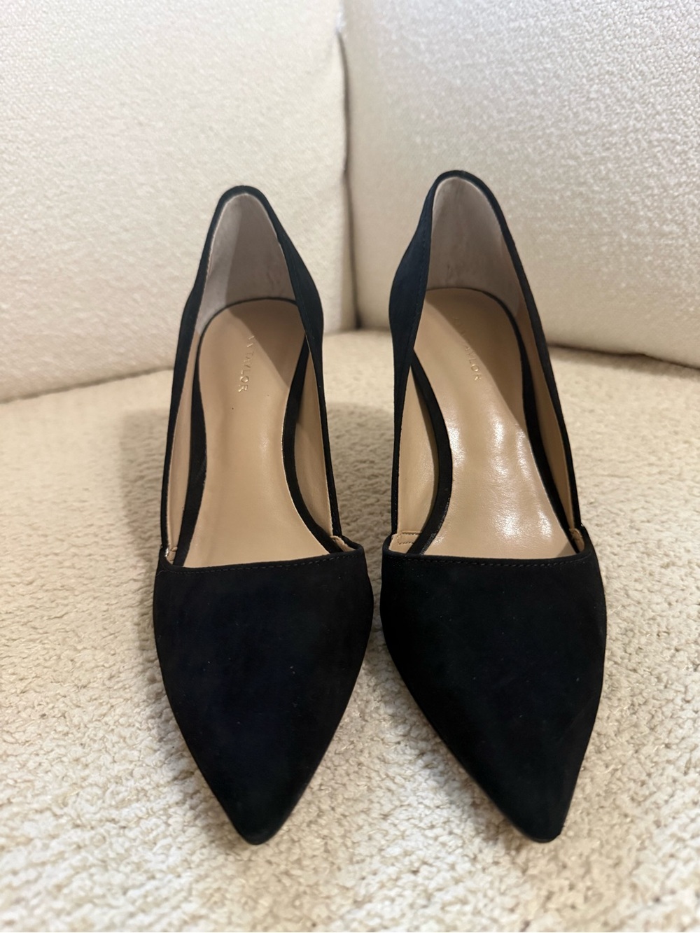 Ann Taylor Black Pointed-Toe Suede Pumps